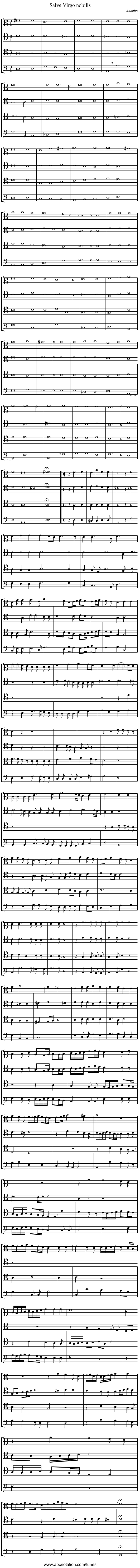 Salve Virgo nobilis - staff notation
