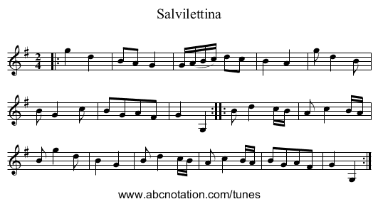Salvilettina - staff notation