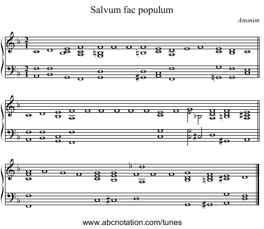 Salvum fac populum - staff notation
