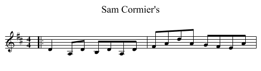 Sam Cormier's - staff notation