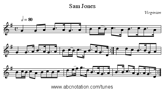Sam Jones - staff notation