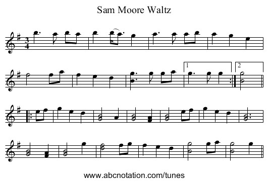 Sam Moore Waltz - staff notation
