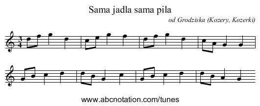 Sama jadla sama pila - staff notation