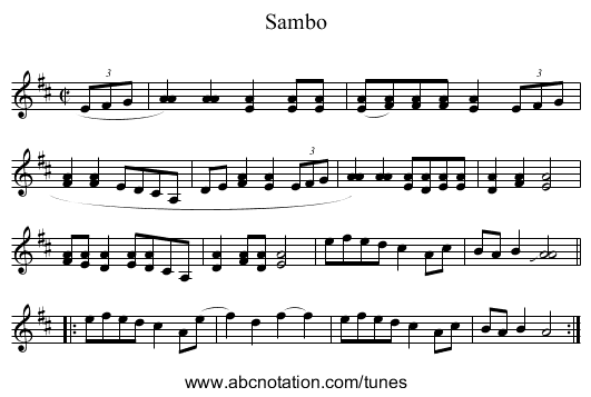 Sambo - staff notation