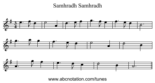 Samhradh, Samhradh - staff notation