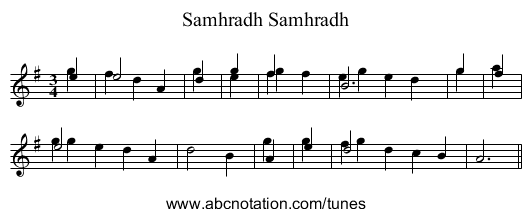 Samhradh, Samhradh - staff notation