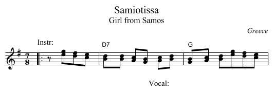 Samiotissa - staff notation
