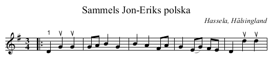 Sammels Jon-Eriks polska - staff notation