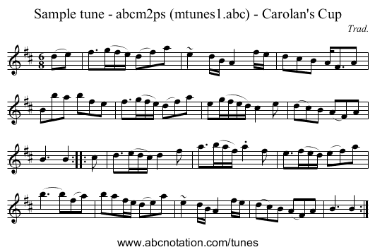 Sample tune - abcm2ps (mtunes1.abc) - Carolan's Cup - staff notation