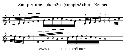 Sample tune - abcm2ps (sample2.abc) - Beams - staff notation