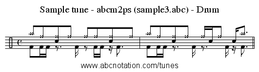 Sample tune - abcm2ps (sample3.abc) - Drum - staff notation
