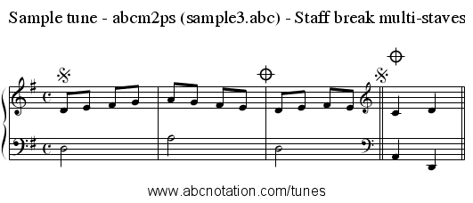 Sample tune - abcm2ps (sample3.abc) - Staff break multi-staves - staff notation