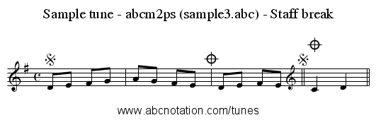 Sample tune - abcm2ps (sample3.abc) - Staff break - staff notation