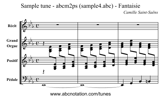 Sample tune - abcm2ps (sample4.abc) - Fantaisie - staff notation