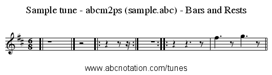 Sample tune - abcm2ps (sample.abc) - Bars and Rests - staff notation