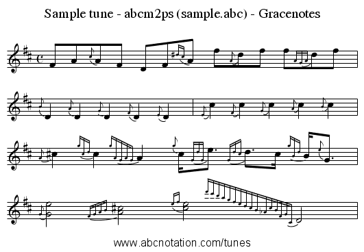 Sample tune - abcm2ps (sample.abc) - Gracenotes - staff notation