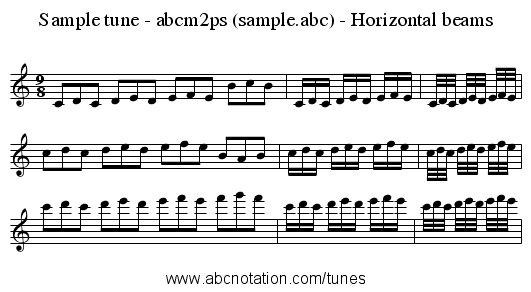 Sample tune - abcm2ps (sample.abc) - Horizontal beams - staff notation