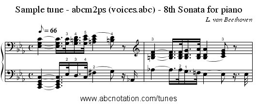 Sample tune - abcm2ps (voices.abc) - 8th Sonata for piano - staff notation