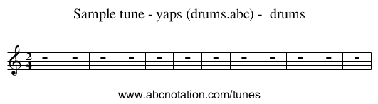 Sample tune - yaps (drums.abc) - drums - staff notation