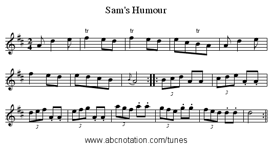 Sam's Humour - staff notation