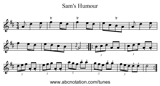 Sam's Humour - staff notation