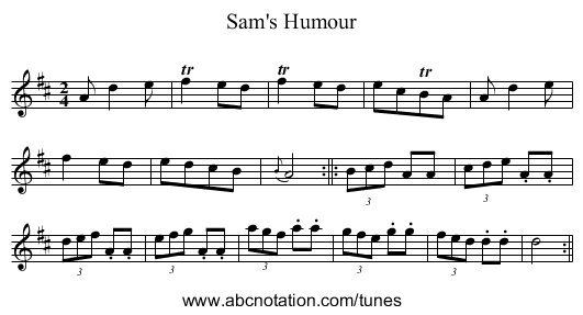 Sam's Humour - staff notation