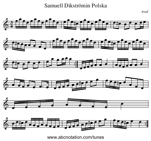 Samuell Dikstr&ouml;min Polska - staff notation