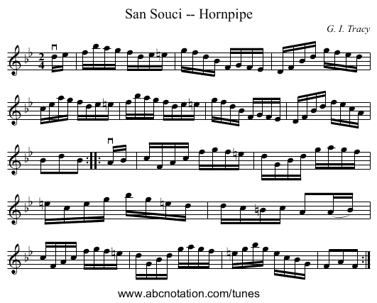 San Souci -- Hornpipe - staff notation