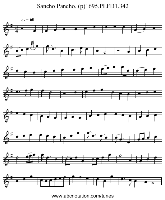 Sancho Pancho. (p)1695.PLFD1.342 - staff notation