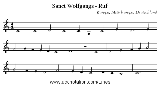 Sanct Wolfgangs - Ruf - staff notation