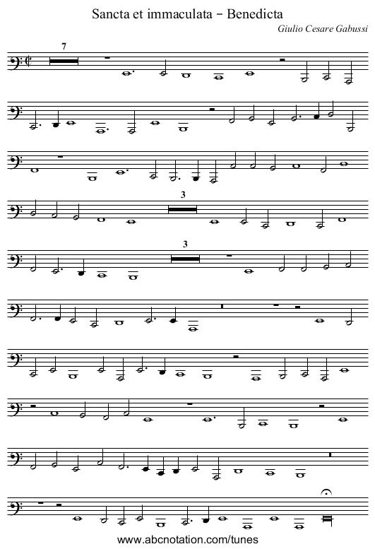 Sancta et immaculata – Benedicta - staff notation