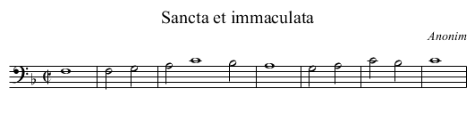 Sancta et immaculata - staff notation