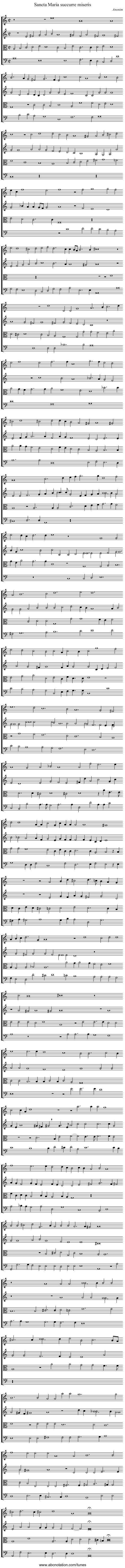 Sancta Maria succurre miseris - staff notation