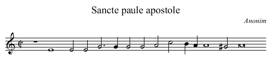 Sancte paule apostole - staff notation