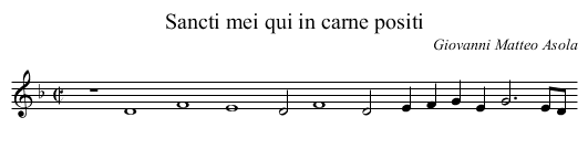 Sancti mei qui in carne positi - staff notation