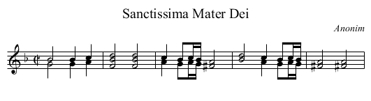 Sanctissima Mater Dei - staff notation