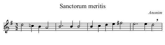 Sanctorum meritis - staff notation