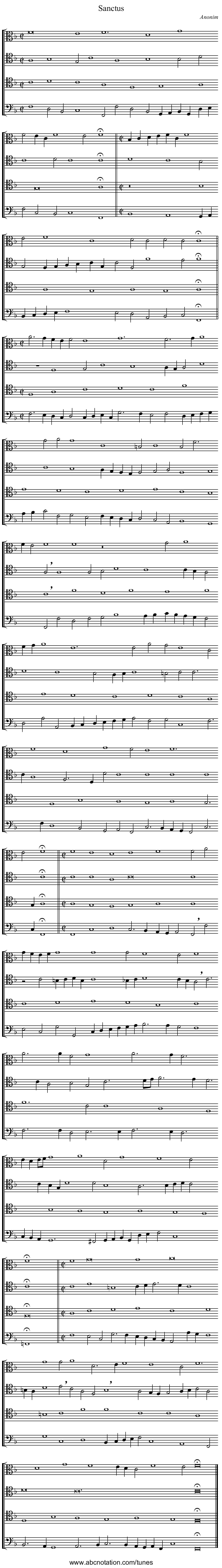 Sanctus - staff notation