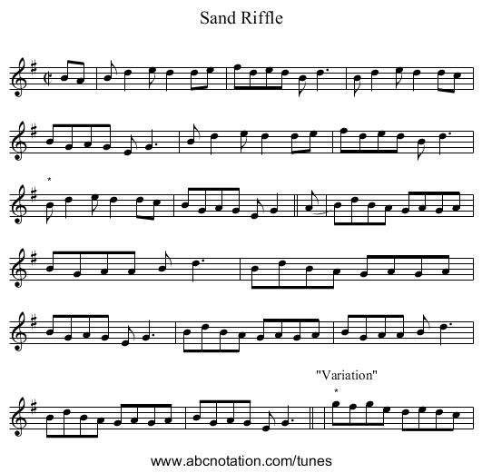 Sand Riffle - staff notation