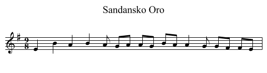 Sandansko Oro - staff notation