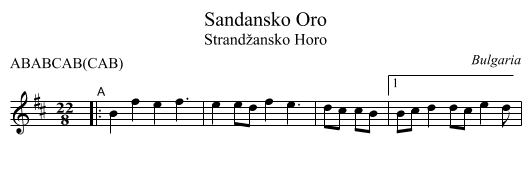 Sandansko Oro - staff notation
