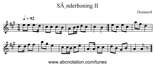 SÃ¸nderhoning II - staff notation
