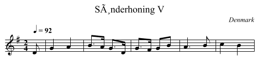 SÃ¸nderhoning V - staff notation
