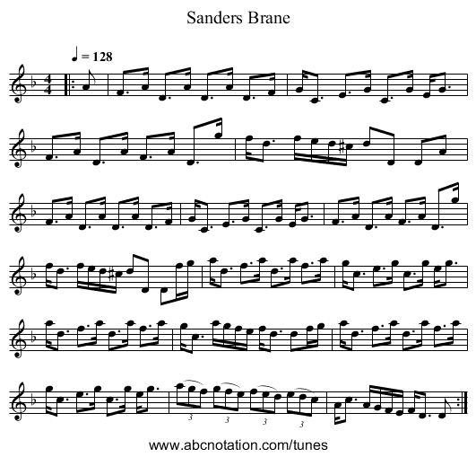Sanders Brane - staff notation