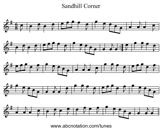 Sandhill Corner - staff notation