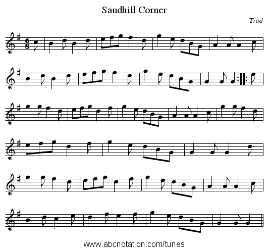 Sandhill Corner - staff notation