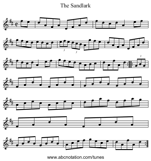 Sandlark, The - staff notation