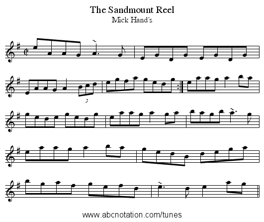Sandmount Reel, The - staff notation