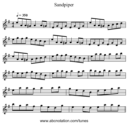 Sandpiper - staff notation