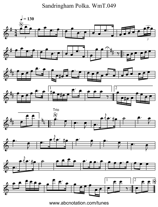 Sandringham Polka. WmT.049 - staff notation